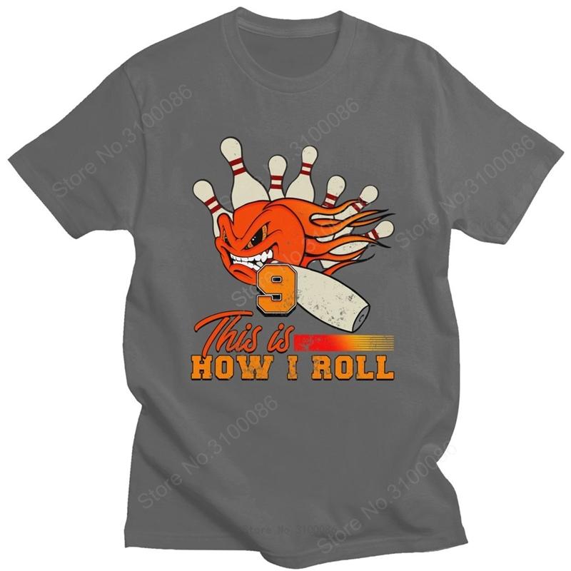 Fashion Funny Bowling Roll T Shirt Unisex Oneck Short Sleeved Retro Bowler Graphic Tee Cotton Regular Fit Tshirt Merchandise