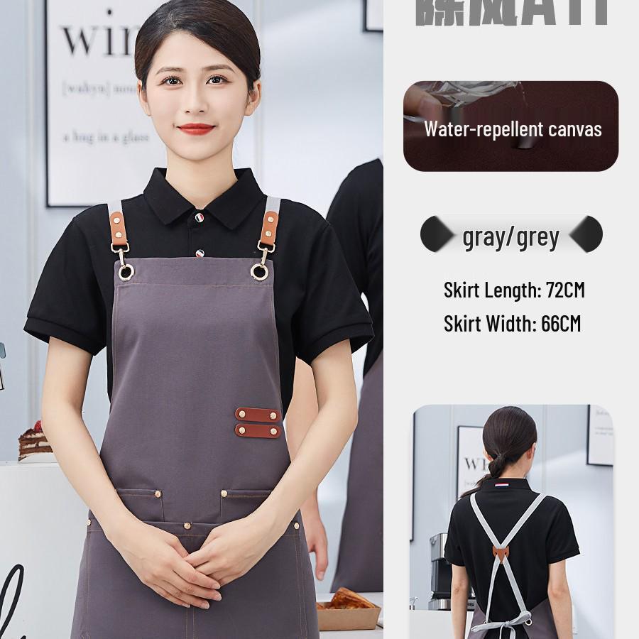 Waterproof Canvas Catering Apron with Logo, Stain-Proof, Ideal for Kitchens & Cafes
