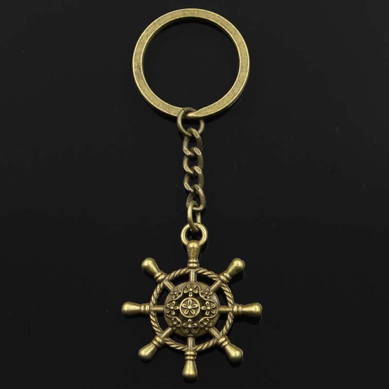 

Модный 30 мм брелок для ключей, металлический брелок для ключей, ювелирные изделия, античная бронза, серебро, цветное покрытие, полый руль, штурвал 40x34 мм, подвеска бронзовый