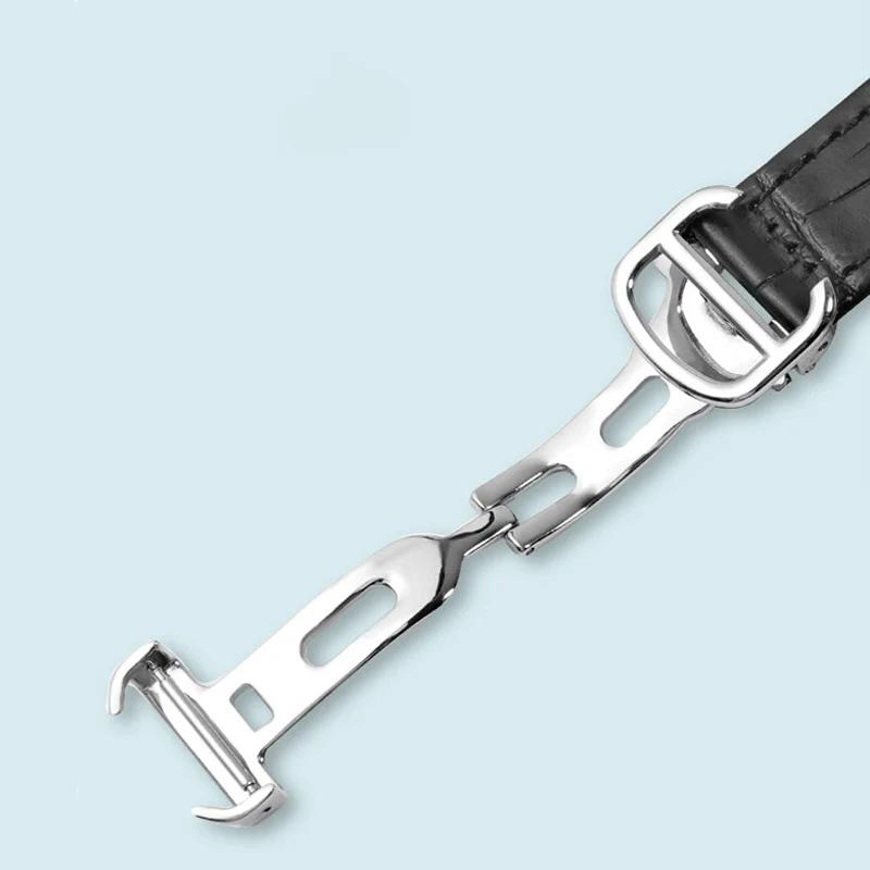 Dermis Watch Band Men For Cartier Blue Balloon Large, Medium and Small Convex Leather Women's Watch Strap14.8/16.8/18.11/20.12