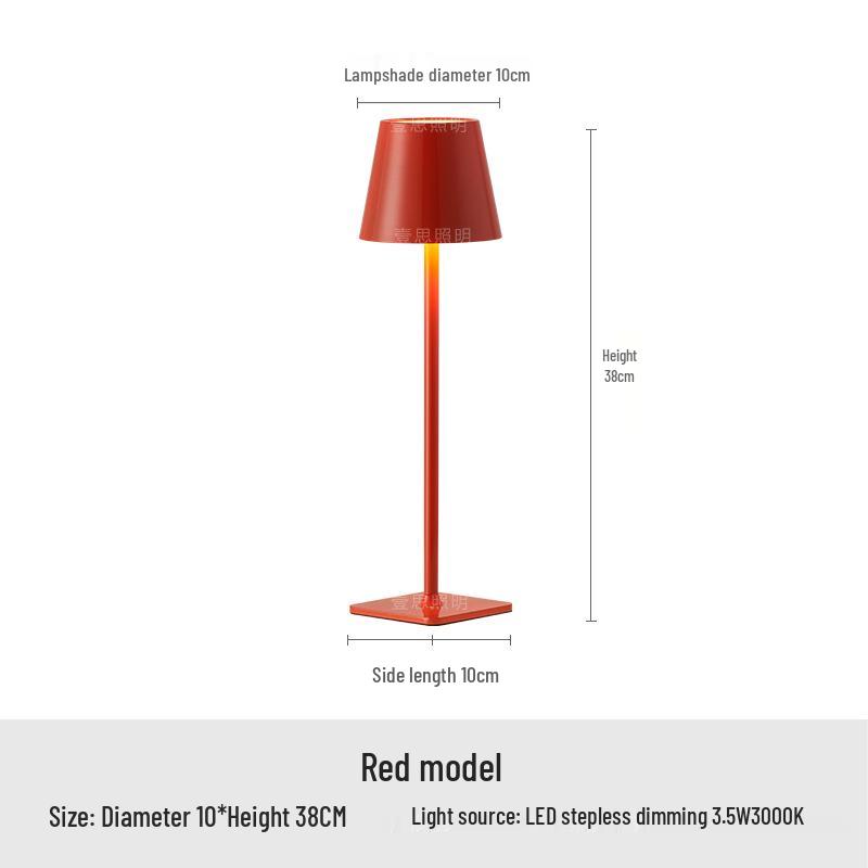 Rechargeable High-Leg Iron Table Lamp - Outdoor Touch-Control, Three-Color USB Light for Restaurants