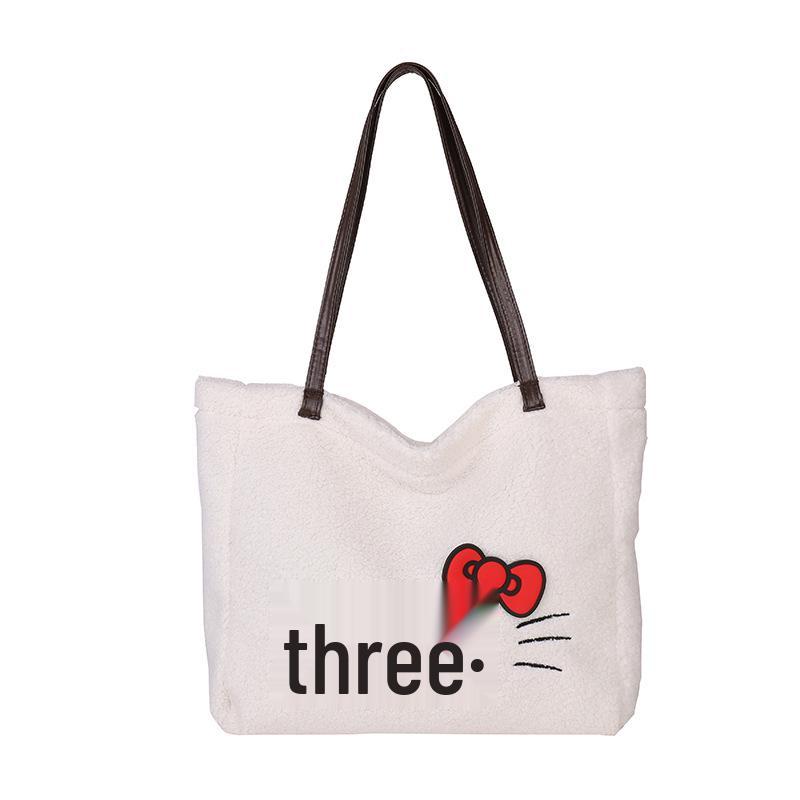 

New Cute KT Little Cat Sweet Bow Single Shoulder Crossbody Underarm Bag 39cm x 9cm x 29cm білий