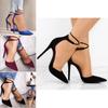 Elegant Women Fashion Suede High Heeled Sandals With Pointed Toe And Bandage Design