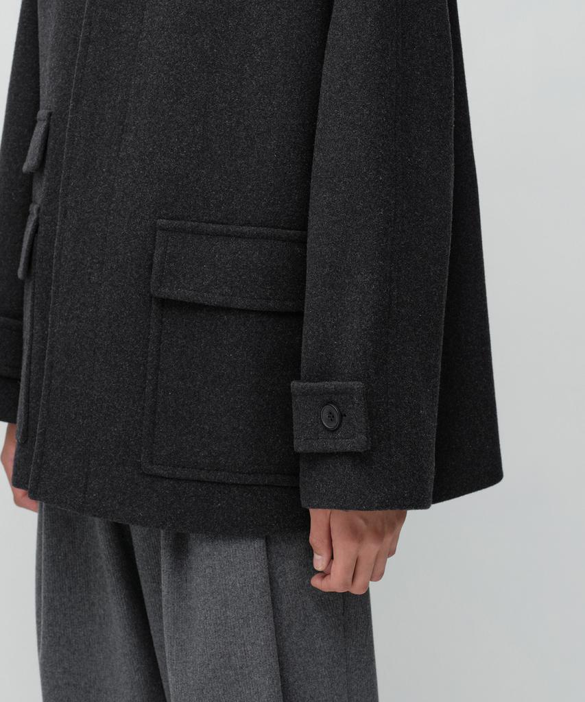 MUSINSA STANDARD Wool Blend Oversized Half Balmacaan Coat [Charcoal Grey]