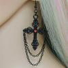 New Gothic Black Ruby Cross Long Chain Earrings