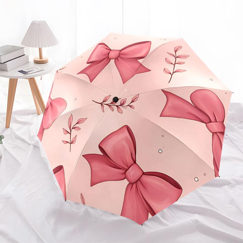 1pc Bows Floral Automatic Open/Close Umbrella Compact Folding Umbrella, All-Season Portable Umbrella for Women/Men052