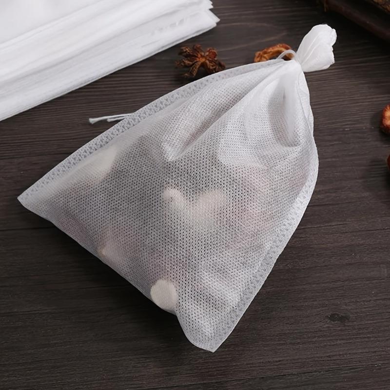 100Pcs Disposable Tea Bags Non-Woven Fabric Filter Bags with Drawstring for Loose Leaf Tea