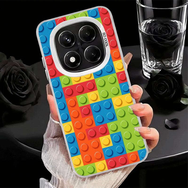 Fashion Building Blocks Pattern Soft Phone Case for Xiaomi Redmi Note 13 14 15 Pro Plus 12S 12 11S 11 11T 10S 10 Shockproof Cove