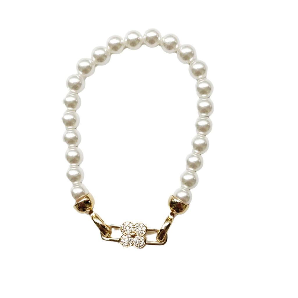 Elegant Elastic Faux Pearl Bracelet for Women - Versatile French Classic Style Jewelry