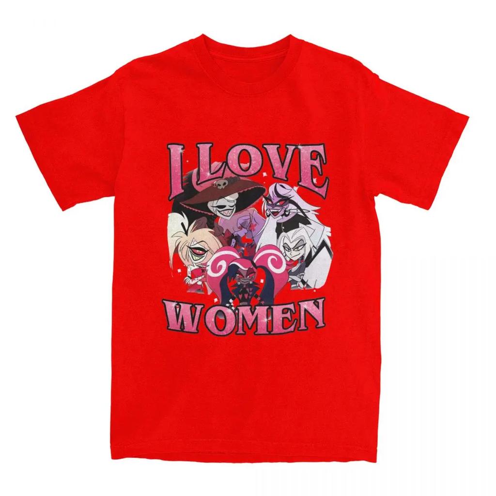 Hazbins Hotels I Love Women Men's T Shirt Awesome Tee Shirt Short Sleeve Crew Neck T-Shirts 100% Cotton Gift Idea Clothes