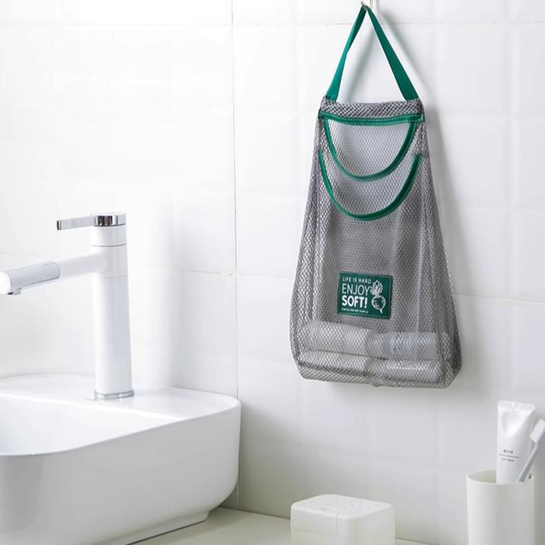 2pc Ventilated Mesh Storage Bags for Garlic, Potatoes, Onions - Durable Plastic Hanging Organizer for Kitchen & Pantry&bathroom, Non-Food Contact Safe
