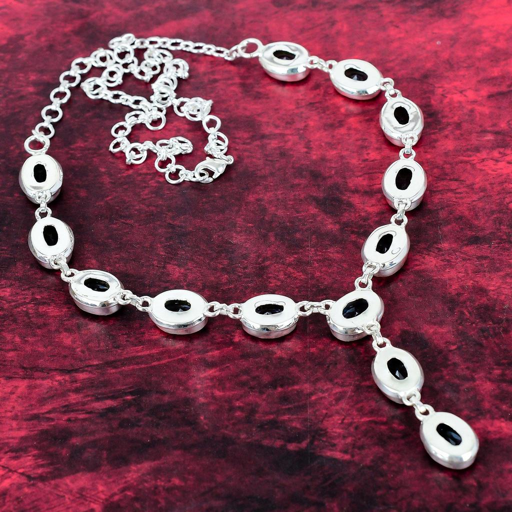 Tanzanite Handmade Gemstone Necklace, 925 Solid Sterling Silver Necklace Antique Jewelry, Adjustable Chain Necklace Engagement Gift