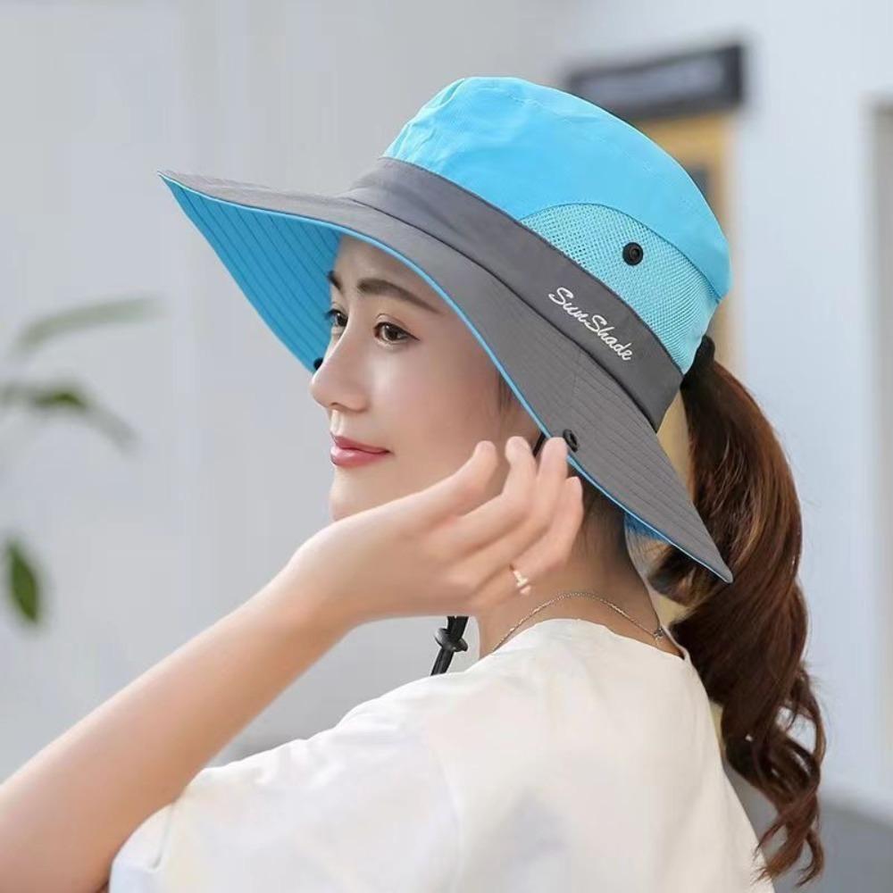 Trendy Fishing Cap Anti-Sun Sunscreen Hat Fashion Ponytail Hat  Summer