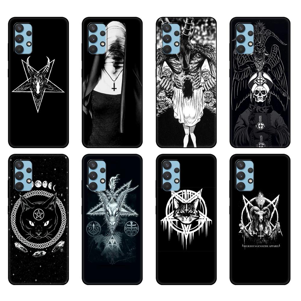 

Черный чехол из ТПУ для Samsung Galaxy A12 A22 A32 A42 A52 A72 4g 5g S21 PLUS Ultra задняя крышка Pentagram 666 Demonic satanic