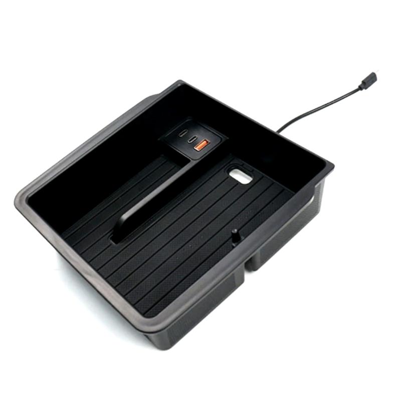 Center Console Armrest Dashboard Storage Box Organizer Tray Pallet Container Holder with USB Charging Cable For Car 3+