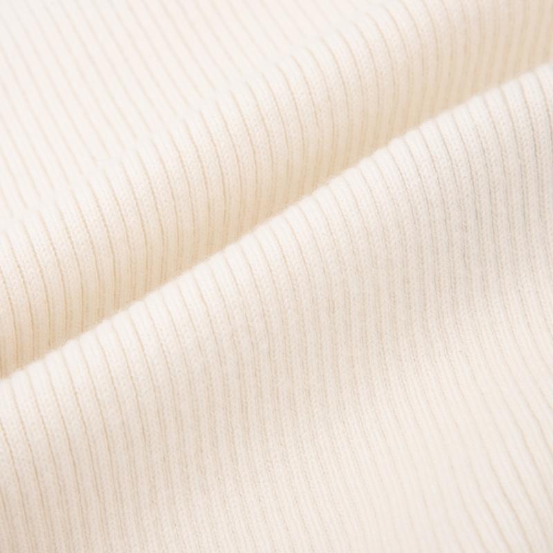 Calvin Klein Solid Color Fashion Simple Embroidered Ribbed Knit Top Women Tops Milk-White J223612