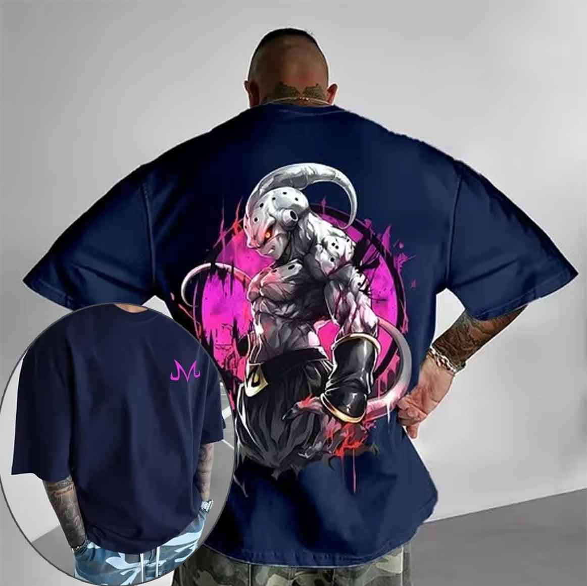 

Футболка оверсайз мужская Dragon Ball Majin Аниме Летняя Y2k Одежда Японский Принт Хлопок Короткий Рукав Повседневная Свободная Верх S