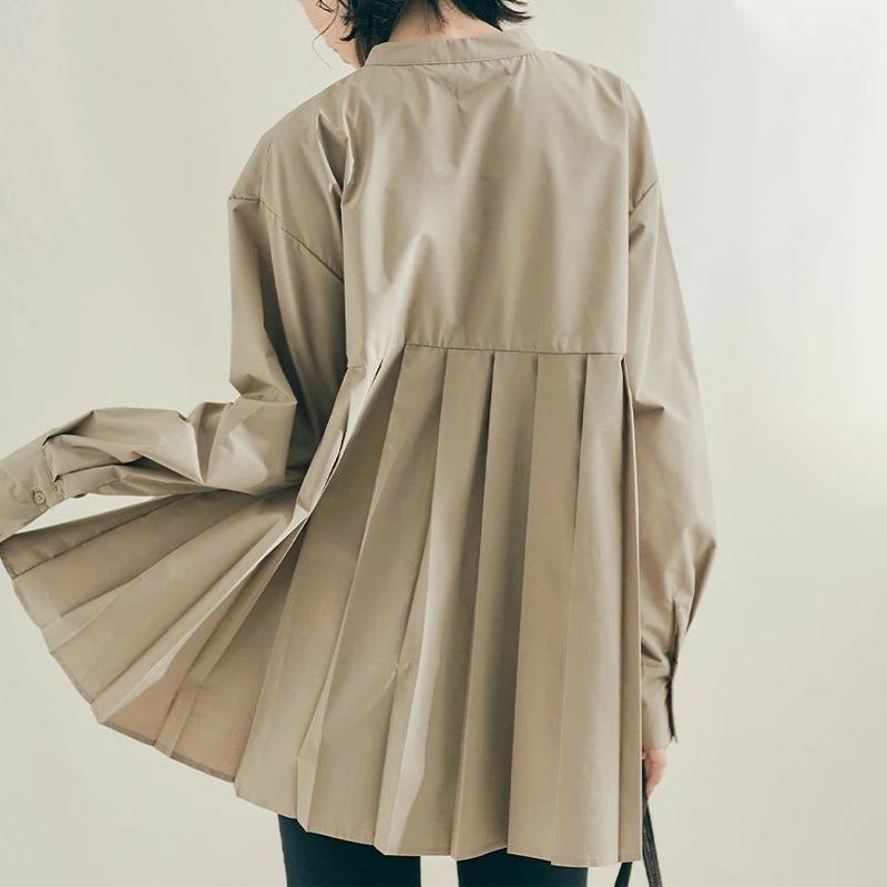 Jarní a letní volná ležérní plisovaná košile dámská střední a dlouhá spodní dámská košile nová