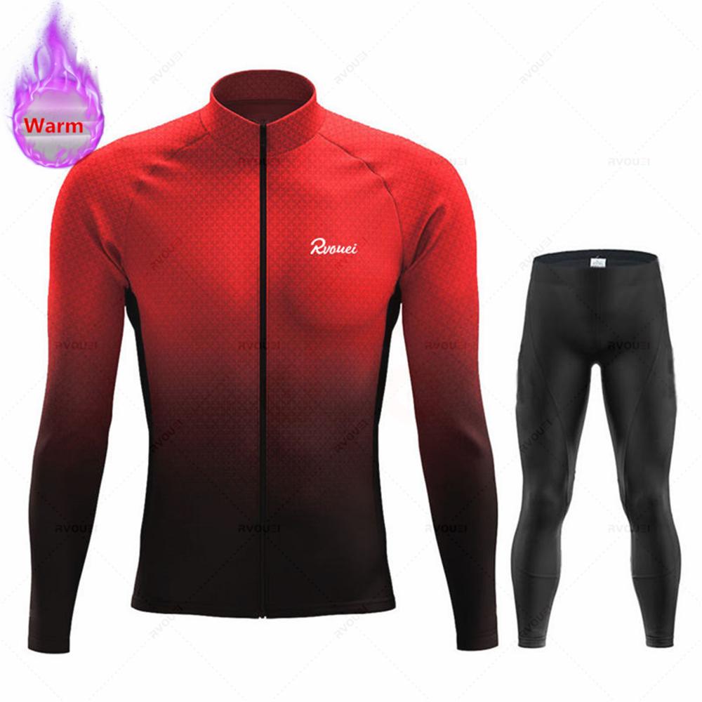 Roșu Cald 2023 Set de Ciclism de Iarnă Rvouei Bărbați Haine Bicicletă MTB Lână Termică Tricouri Bicicletă Haine Costum Maillot Ropa Ciclismo