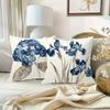 Blue Hydrangea Lily Throw Pillow Covers, Watercolor Iris Floral Print Cushion Cases Botanical Home Decor For Bedroom Living Room