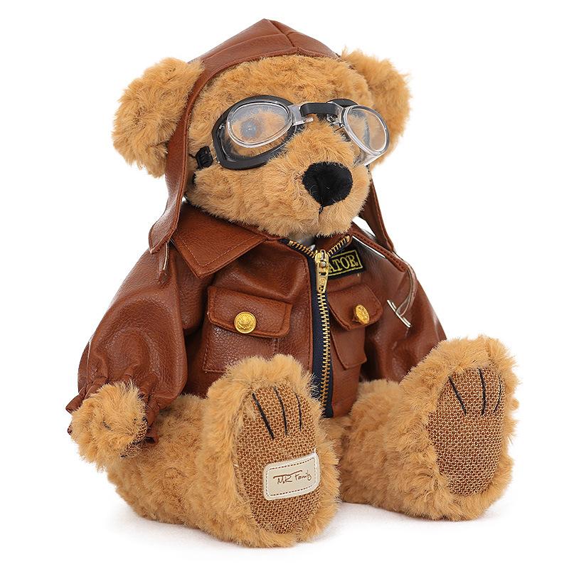 Air Force Bear Plush Toy Doll Pilot Bear Harley Locomotive Rider Teddy Bear Small Gift Craftsman Grizzly Bear