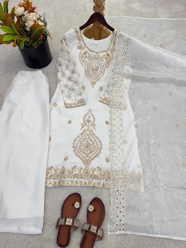 Ensemble Salwar Kameez Palazzo Dupatta Bollywood pour Femme Designer Indien Ethnique Fantaisie Soie Salwar Suit