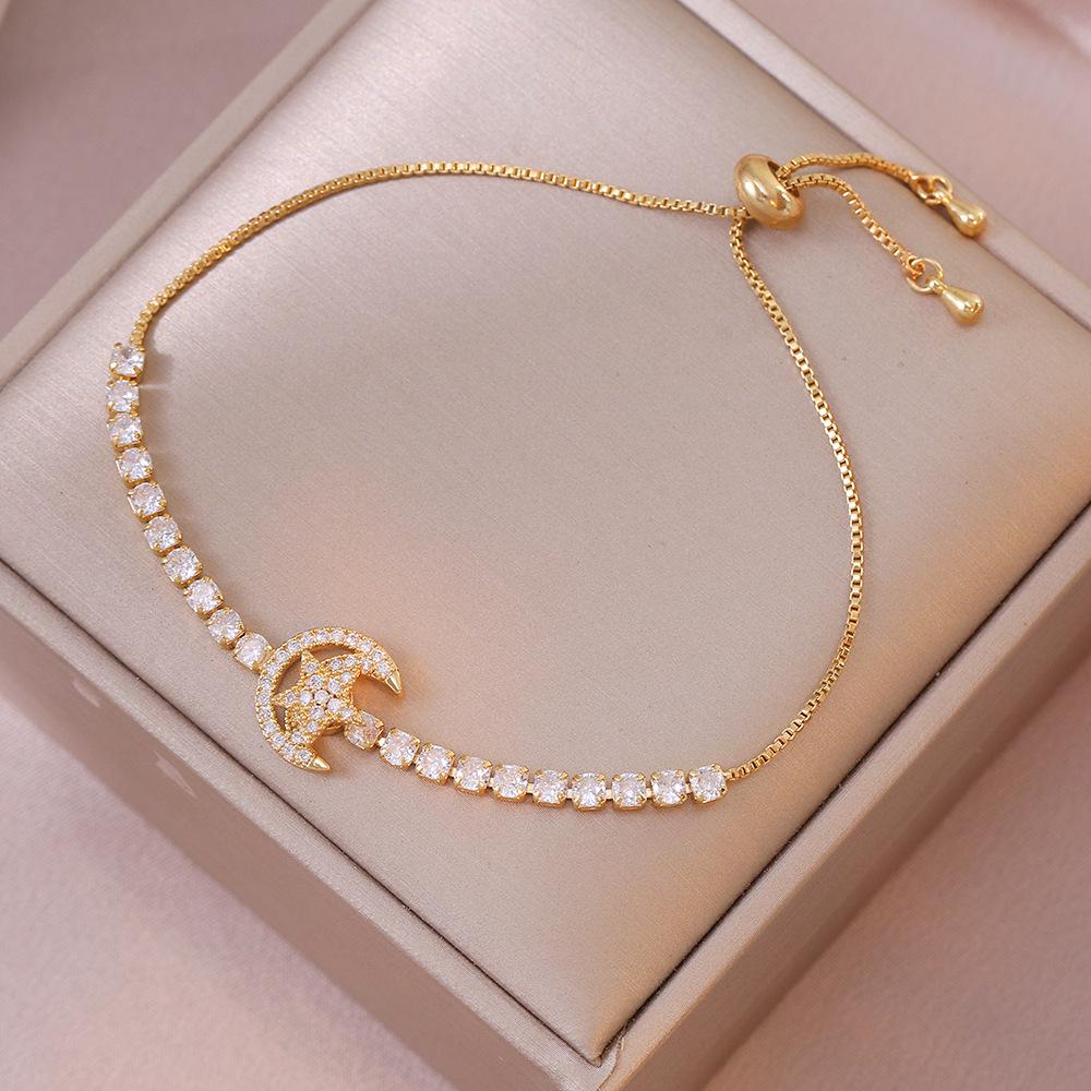 Women's Rotating Star & Moon Pendant Necklace Set: Trendy Three-Piece Clavicle Chains