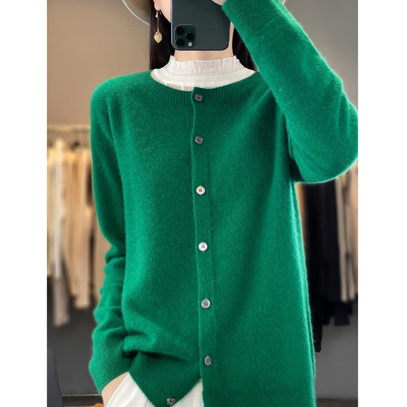 Fashion Women Cardigans Cashmere Sweater Autumn Winter O-neck Long Sleeve Knitwear Female Basic Clothing Tops