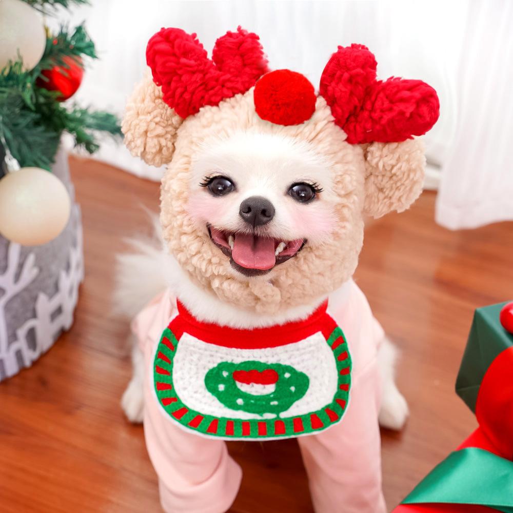 Christmas Santa Hat Dog Christmas Outfit Costume Hat and Scarf Winter Pet Accessory for Small Medium Large Dog