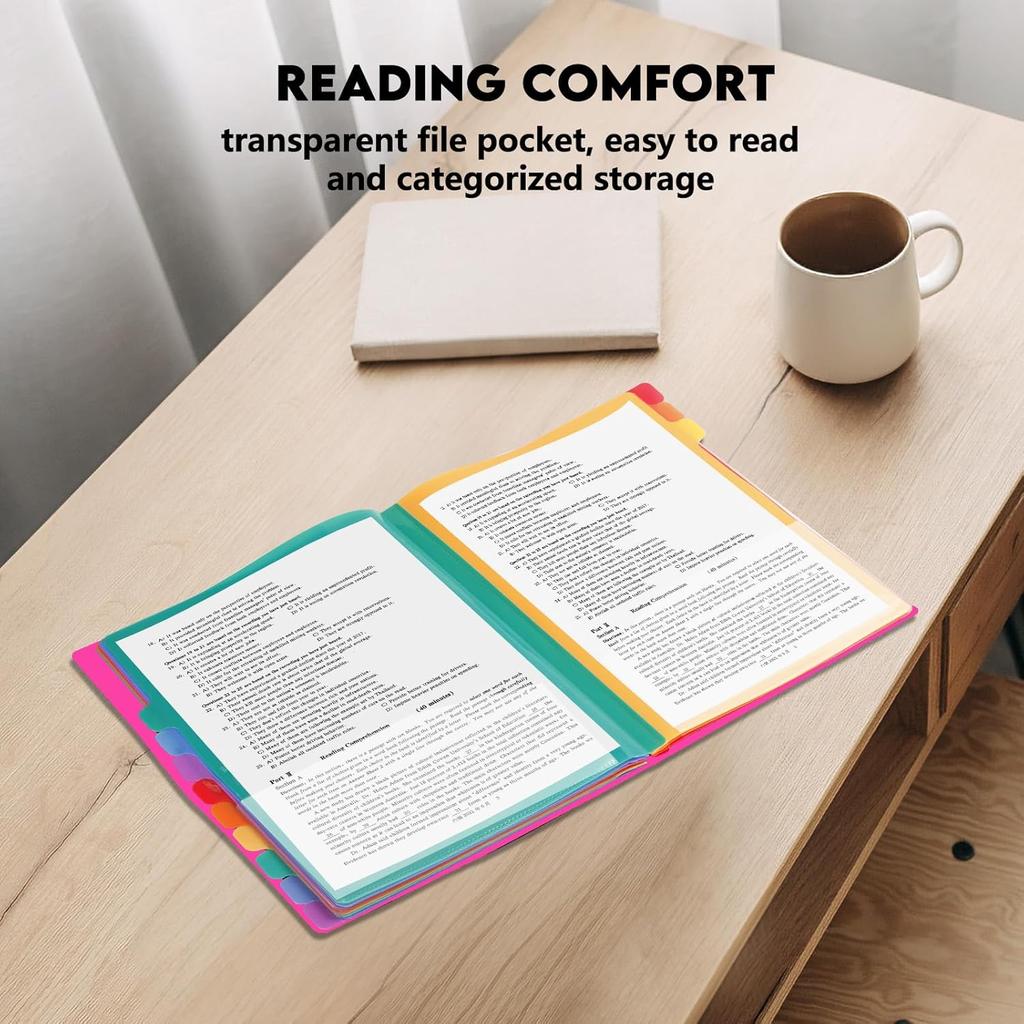 24 Pockets Expanding File Folder Organizer,Accordion File Organizer,A4 Letter Size,Rainbow Tab, for Home/Office/School Document Organizer (Rose Pink)