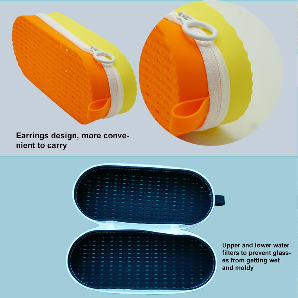 Swim Goggle Case Silicone ive Holder with Drain Hole For Swimming Goggles, Eyeglasses Case