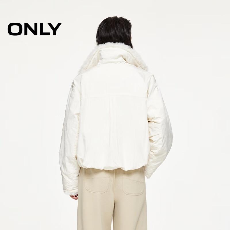 ONLY Women's Relaxed Fit Short Padded Jacket with Detachable Fur Collar