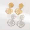 Exaggerated Gold Color Sunflowers Pendant Earrings for Women Simple Metal Floral Geometric Irregular Earrings Wear Zircon Gifts