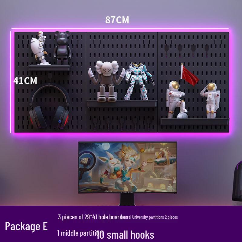 E-sports Pegboard Wall Display: DIY Headphone, Keyboard, Jay Chou Photo Storage, Punch-Free Mount Rack