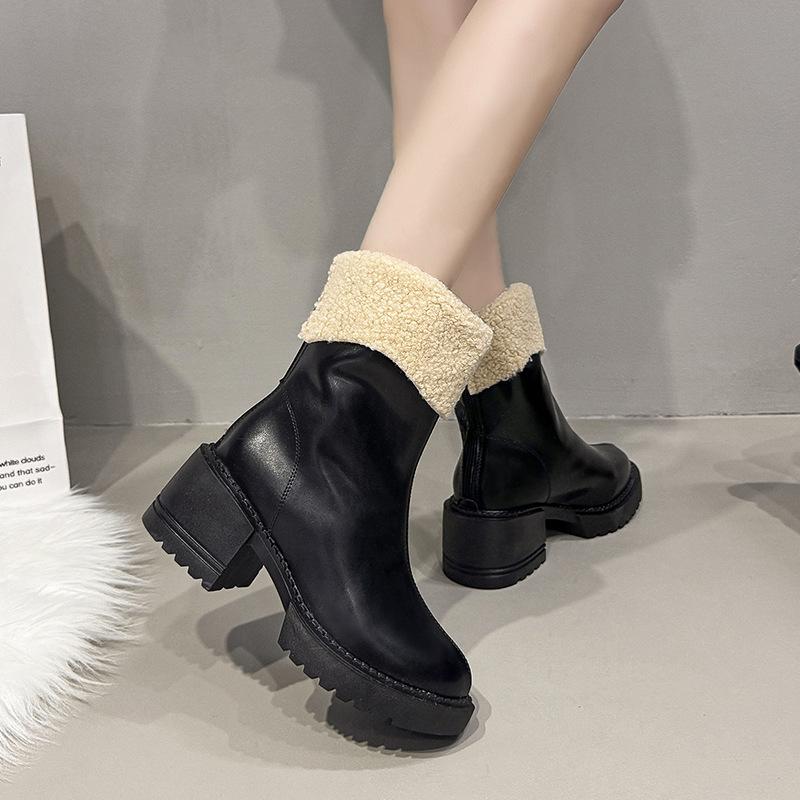 Damen Leichte Bequeme Kalte Warme Gefütterte Schneestiefel Rutschfest Strapazierfähig Outdoor Freizeit Sport Leder Wasserdicht Baumwollstiefel