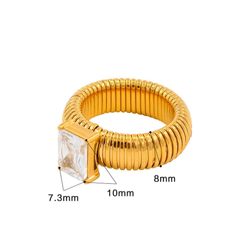 FYSARA Stainless Steel Thread Ring Vintage Elastic Colorful Cubic Zirconia Ring Charm Anniversary Zircon For Women Party Gift