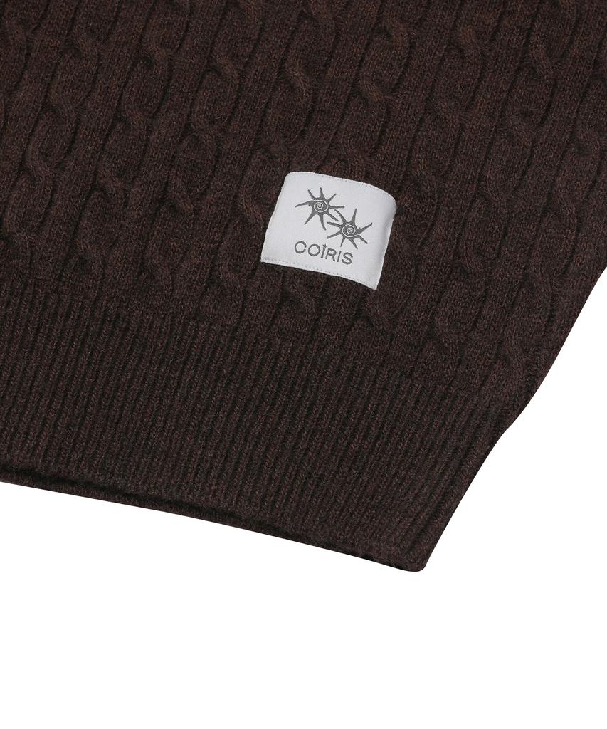 Koiliseu Celine Small Logo Short Sleeve Cable Knit (2 Colors)