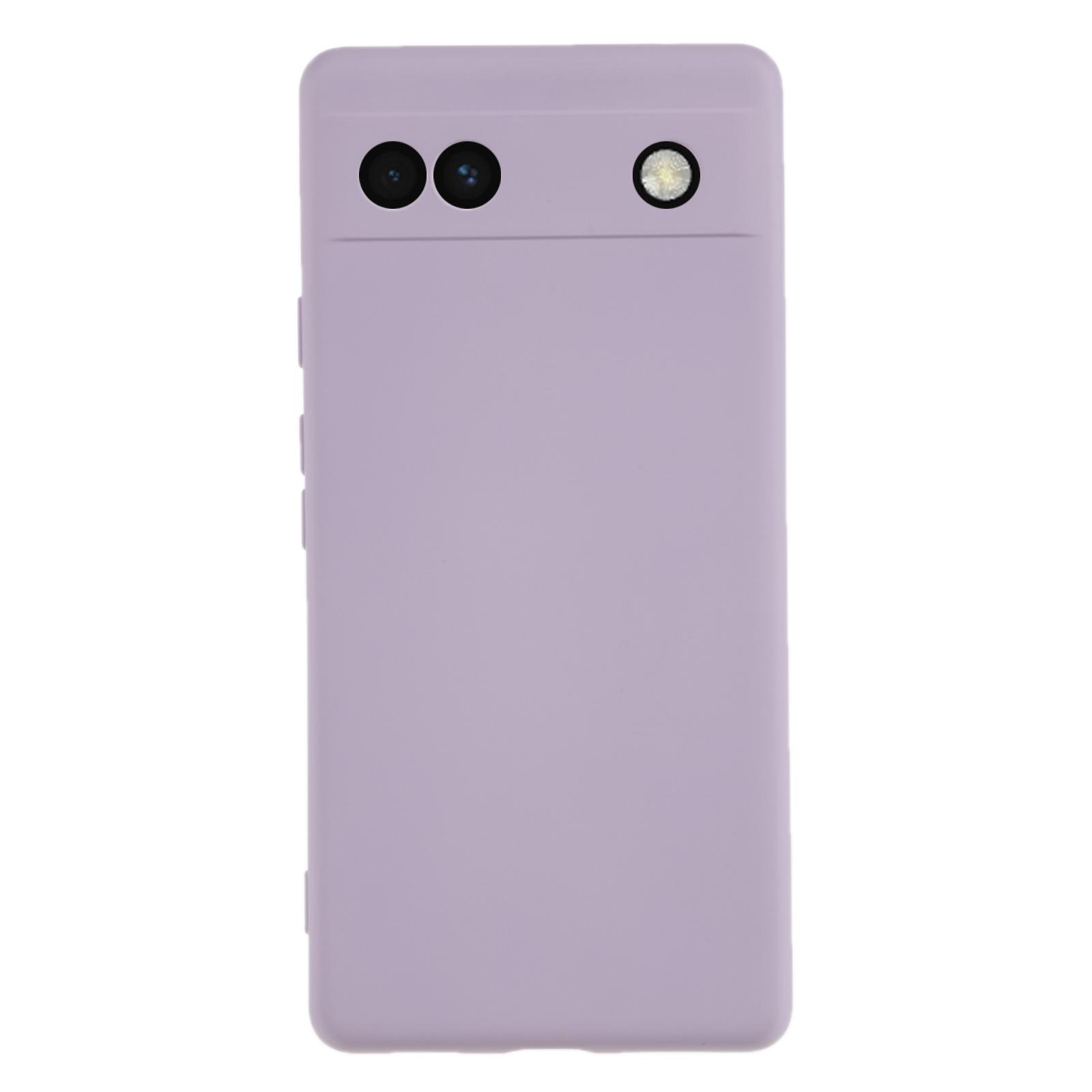 

For Google Pixel 6a Soft TPU Rubberized Phone Case Fiber Lining Back Cover Light Purple