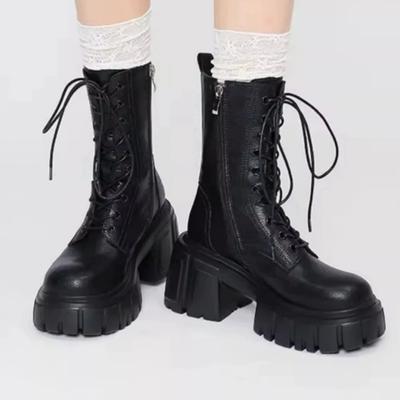 2026 New Women Super High 10cm Thick-Soled Shoes British Style Punk Gothic Booties Platform Thigh High Boots