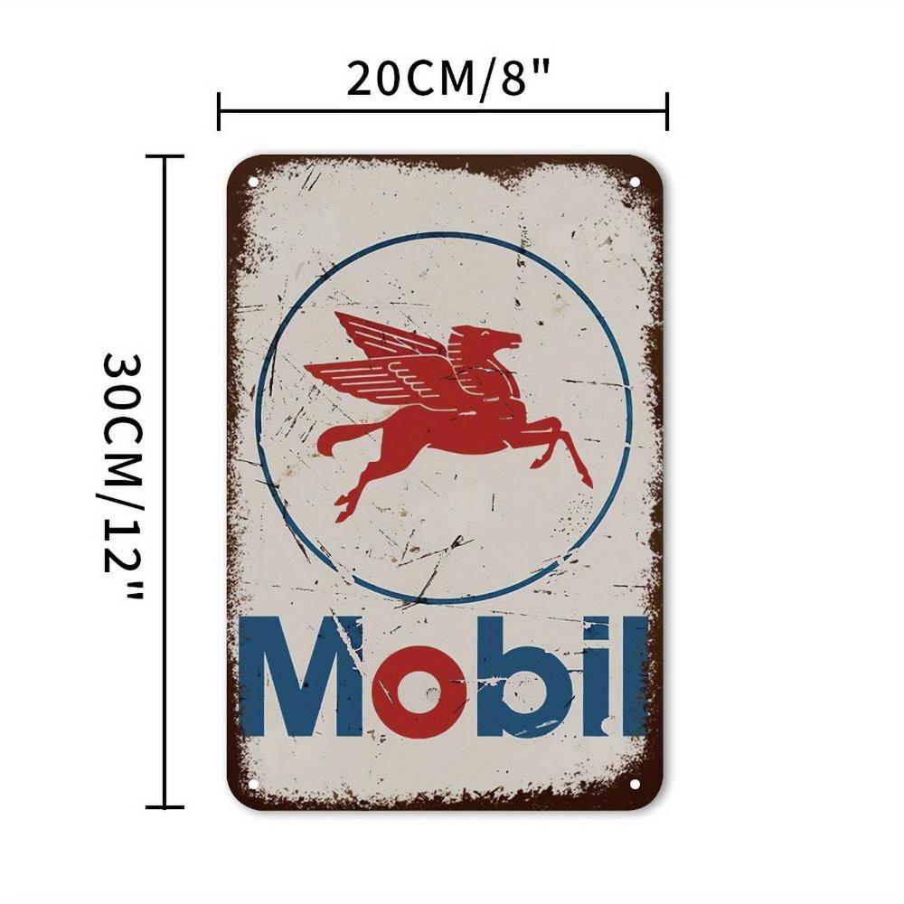 Tin Sign Mobil Logo Rustic Rust Oil Gas Station Wall Sign Decor Auto Shop Garage Cave, Any Occasion Gift