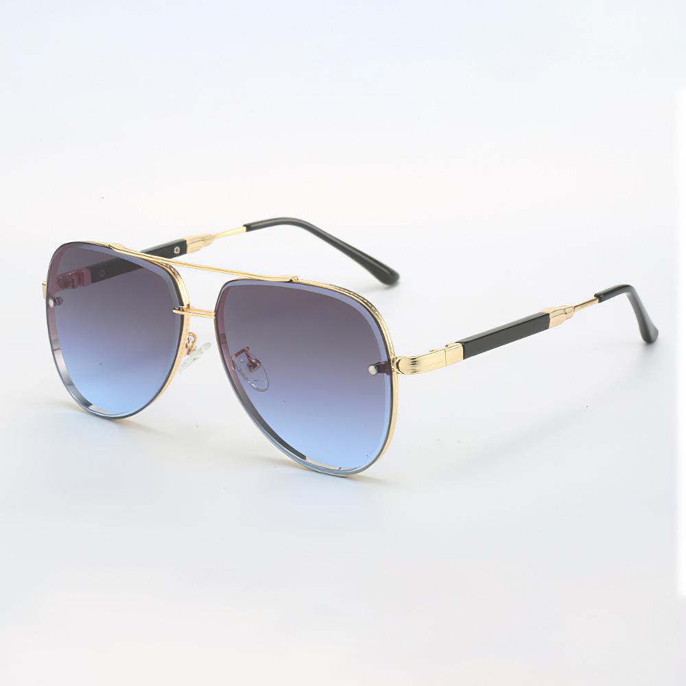 Latest in Sunglasses for Women Trendy Styley Gradient Lenses Golden Borders Red Temple Glass Minimalist Design Exudes Modernity