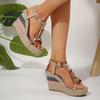 Fashion Women Fashionable Wedge Sandals Summer 2025 Braided Band Platform Gladiator Sandals Woman Thick Bottom Beach Shoes Women Sandals