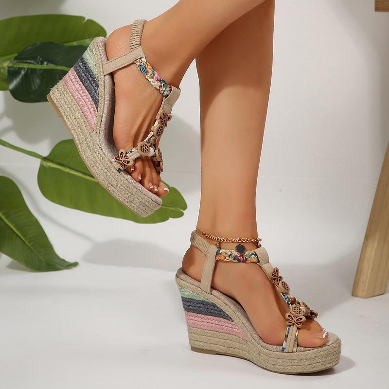 Fashion Women Fashionable Wedge Sandals Summer 2025 Braided Band Platform Gladiator Sandals Woman Thick Bottom Beach Shoes Women Sandals
