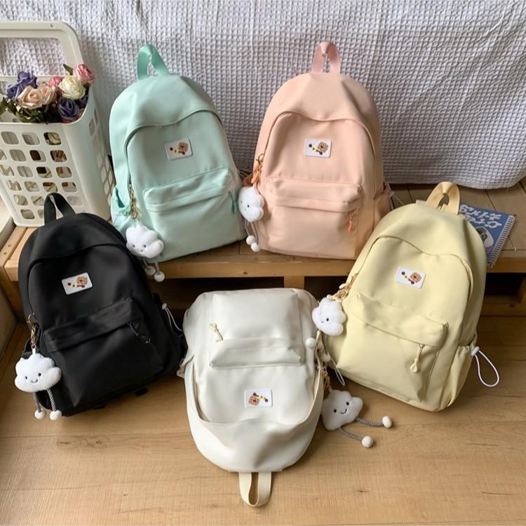 Schoolbag Japanese ins soft sister backpack Korean version solid color large capacity student schoolbag sweet and fresh girl casual backpack