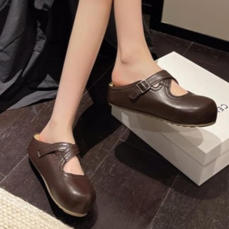 

2026 Fashion Soft Leather Flats Slippers Women s Flat Fashionable Casual Slippers 35