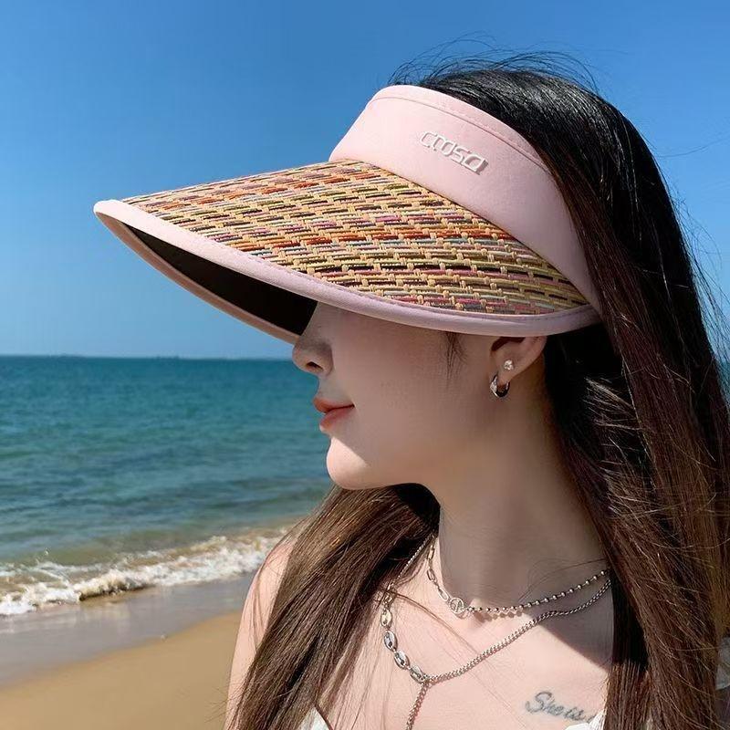 Women S Open-Top Sun Hat Summer Sun Protection Wide Brim Beach Sun Hat Outdoor Sun Hat one size