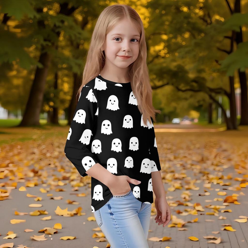 Children's 3/4 Sleeves Printed O-neck Top Everyday Casual T-shirt