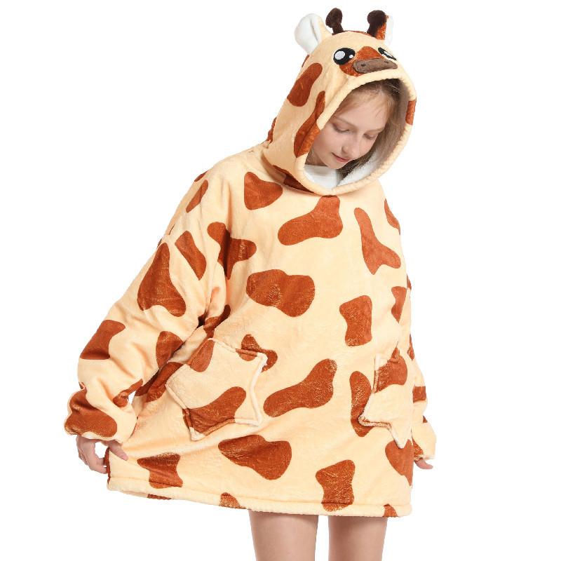 

Осень и Зима Спорт и Отдых Теплый ТВ-плед Плюшевый Удобный Мягкий Халат Теплый Пушистый Халат для Пожилых Детей One size жирафовый