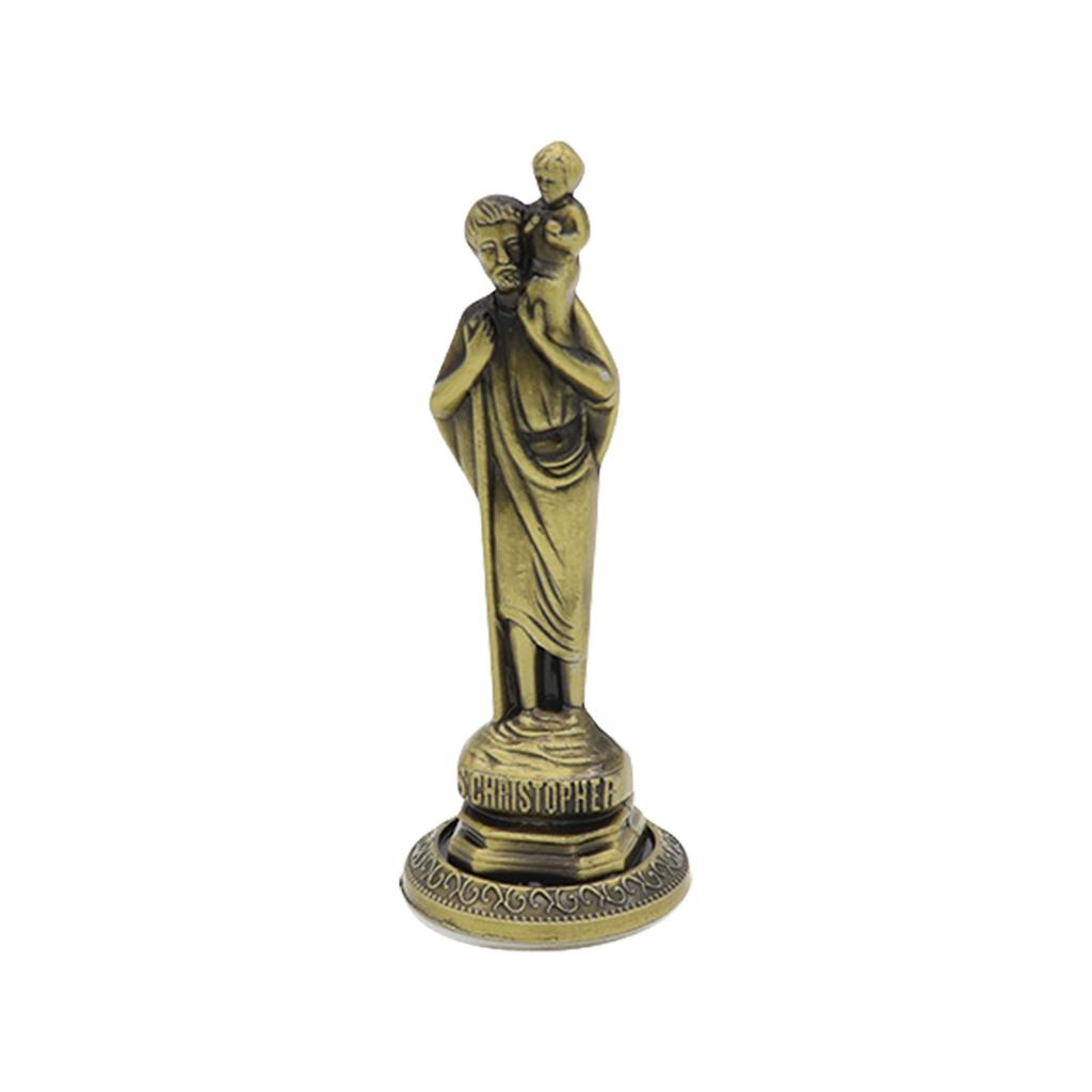 Antike Stile Metall Maria Stehende Miniatur Statue Christlicher Schmuck Religiöse Figur Skulptur Tischdekoration