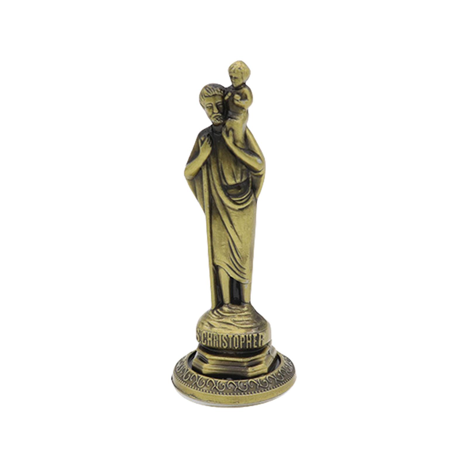 

Classical Standing Maria Sculpture Vintage Antique Metal Christian Religious Figurine Ornament for Unique Home Accent